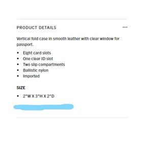 NWT Tumi Passport Wallet